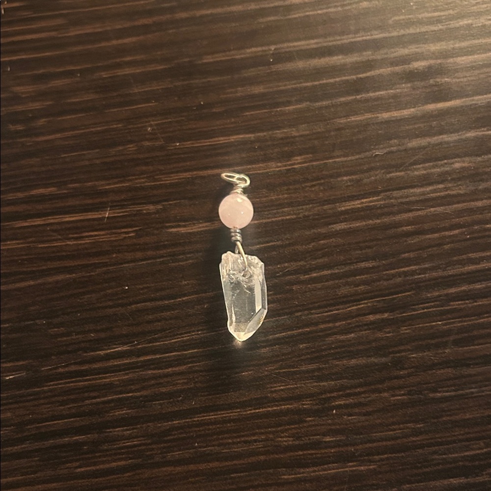 Elegant Silver and Pink Crystal Pendant